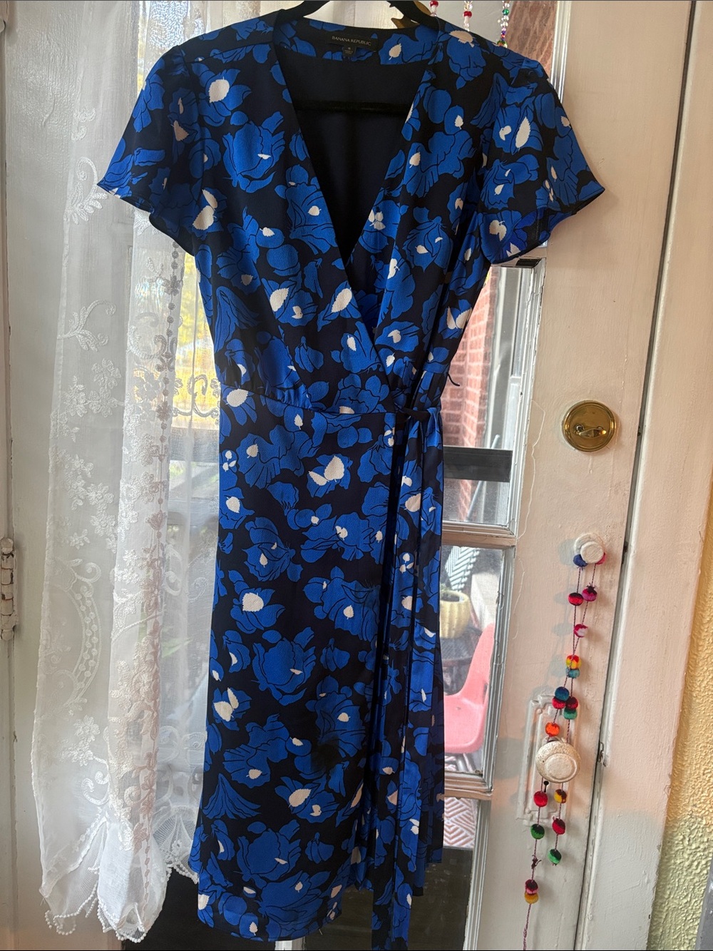 Banana Republic Blue Floral Wrap Dress